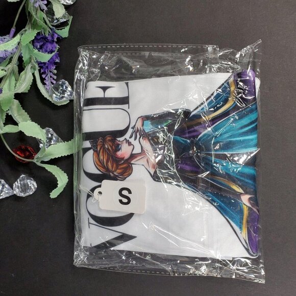 Frozen Anna Tee Shirt Women Princess Queen Gown Short Sleeve Knit T Shirt Blouse - Picture 5 of 9